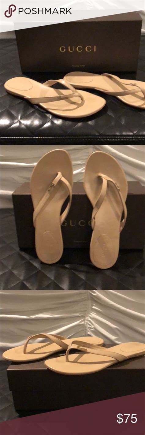 gucci beige flip flops